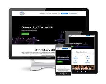 Dance USA website shown on multiple devices
